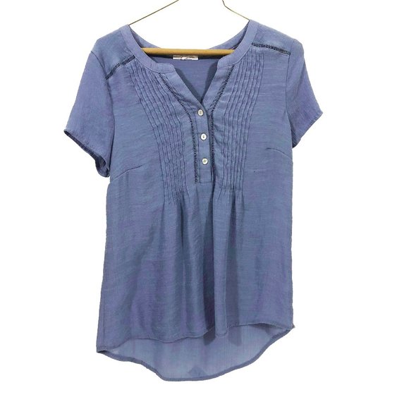 VGC Westport Blue Pleated Hi-Low Top US Medium - Picture 2 of 6